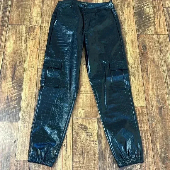 Jennifer Le Black Faux Leather Joggers S - Picture 6 of 11